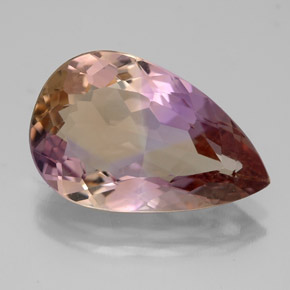 Ametrino bicolor natural 6,06ct, formato de pêra, VVS