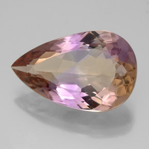 Ametrino bicolor natural 6,06ct, formato de pêra, VVS