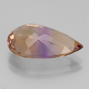 Ametrino bicolor natural 6,06ct, formato de pêra, VVS