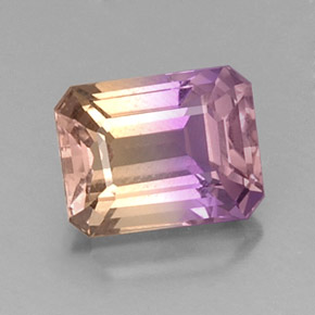 Ametrino bicolor natural 3,57ct, corte esmeralda, VVS-VS