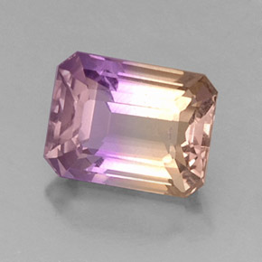 Ametrino bicolor natural 3,57ct, corte esmeralda, VVS-VS