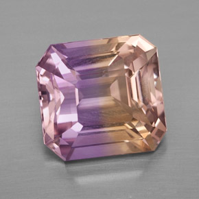 Ametrino bicolor natural 4,98ct, corte esmeralda, VVS-VS