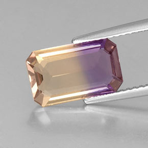 Ametrino bicolor natural 2,59ct, corte esmeralda, VVS-VS