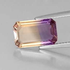 Ametrino bicolor natural 2,59ct, corte esmeralda, VVS-VS