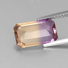 Ametrino bicolor natural 2,59ct, corte esmeralda, VVS-VS