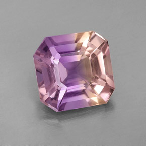Ametrino bicolor natural 1,64ct, corte esmeralda, VS