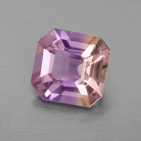 Ametrino bicolor natural 1,64ct, corte esmeralda, VS