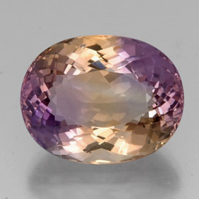 Ametrino bicolor natural 19,11ct, corte oval, VVS-VS