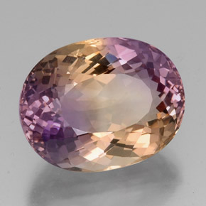 Ametrino bicolor natural 19,11ct, corte oval, VVS-VS