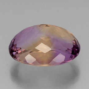 Ametrino bicolor natural 19,11ct, corte oval, VVS-VS