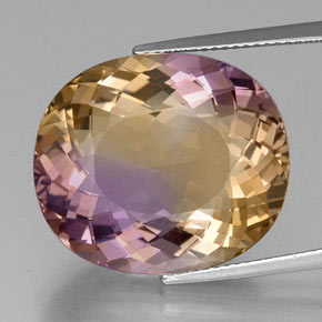 Ametrino bicolor natural 22,00ct, corte oval, VVS