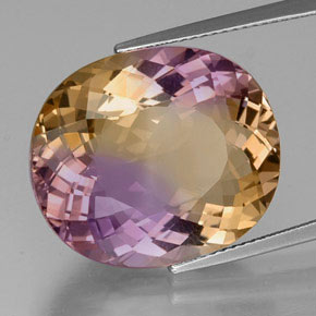 Ametrino bicolor natural 22,00ct, corte oval, VVS