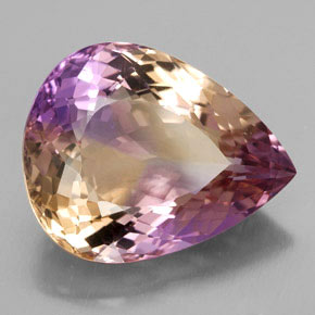 Ametrino bicolor natural 15,10ct, formato de pêra, VVS