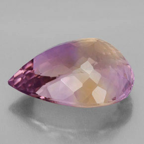 Ametrino bicolor natural 15,10ct, formato de pêra, VVS
