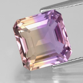 Ametrino bicolor natural 5,01ct, corte esmeralda, VVS-VS