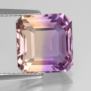 Ametrino bicolor natural 5,01ct, corte esmeralda, VVS-VS