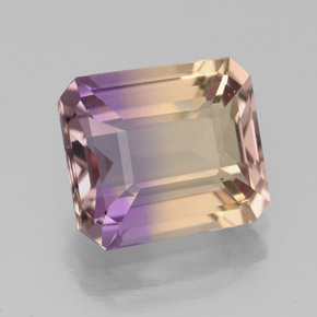Ametrino bicolor natural 3,45ct, corte esmeralda, VVS-VS