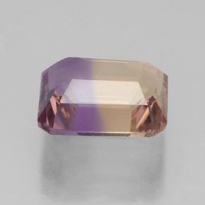 Ametrino bicolor natural 3,45ct, corte esmeralda, VVS-VS