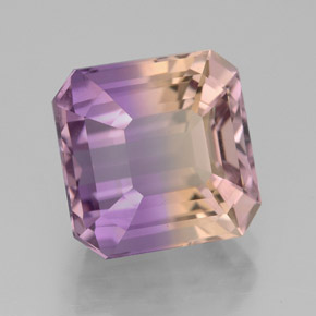 Ametrino bicolor natural 5,43ct, corte esmeralda, VVS-VS