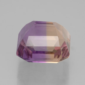 Ametrino bicolor natural 5,43ct, corte esmeralda, VVS-VS
