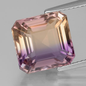 Ametrino bicolor natural 5,61ct, corte esmeralda, VVS