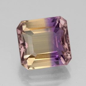 Ametrino bicolor natural 4,86ct, corte esmeralda, VS