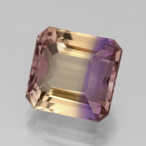 Ametrino bicolor natural 4,86ct, corte esmeralda, VS