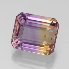 Ametrino bicolor natural 5,30ct, corte esmeralda, VVS-VS