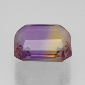 Ametrino bicolor natural 5,30ct, corte esmeralda, VVS-VS