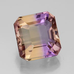 Ametrino bicolor natural 5,07ct, corte esmeralda, VVS