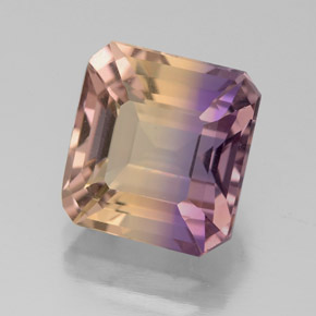 Ametrino bicolor natural 3,84ct, corte esmeralda, VVS-VS