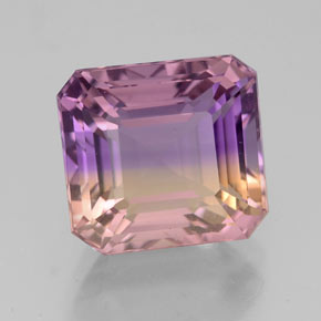 Ametrino bicolor natural 4,78ct, corte esmeralda, VS