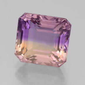 Ametrino bicolor natural 4,78ct, corte esmeralda, VS