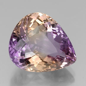 Ametrino bicolor natural 13,01ct, formato de pêra, VVS