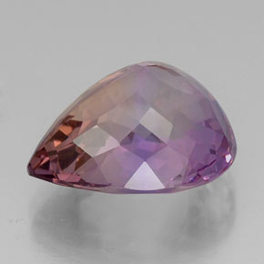 Ametrino bicolor natural 13,01ct, formato de pêra, VVS