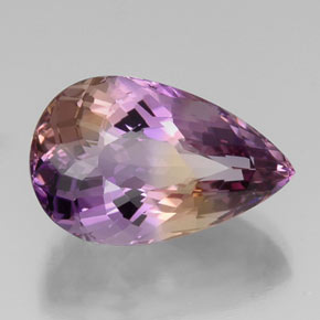 Ametrino bicolor natural 18,87ct, formato de pêra, VS