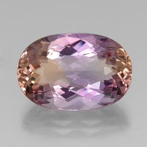 Ametrino bicolor natural 12,46ct, corte oval, VVS