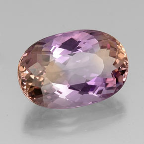 Ametrino bicolor natural 12,46ct, corte oval, VVS
