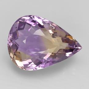 Ametrino bicolor natural 14,61ct, formato de pêra, VS