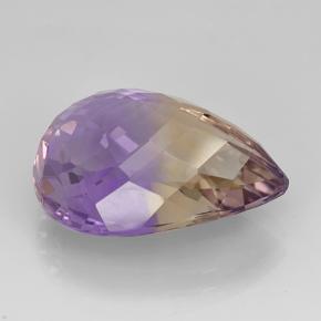 Ametrino bicolor natural 14,61ct, formato de pêra, VS