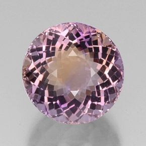 Ametrino bicolor natural 13,98ct, corte redondo, VVS