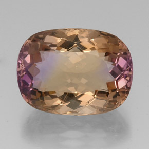 Ametrino bicolor natural 16,25ct, almofada cortada, VVS