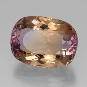 Ametrino bicolor natural 16,25ct, almofada cortada, VVS