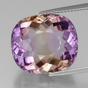 Ametrino bicolor natural 16,02ct, almofada cortada, IF