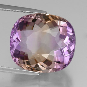 Ametrino bicolor natural 16,02ct, almofada cortada, IF