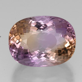 Ametrino bicolor natural 21,20ct, corte oval, VVS