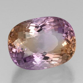 Ametrino bicolor natural 21,20ct, corte oval, VVS