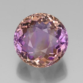 Ametrino bicolor natural 16,30ct, corte redondo, VVS