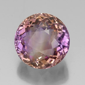 Ametrino bicolor natural 16,30ct, corte redondo, VVS