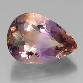 Ametrino bicolor natural 22,41ct, formato de pêra, VVS